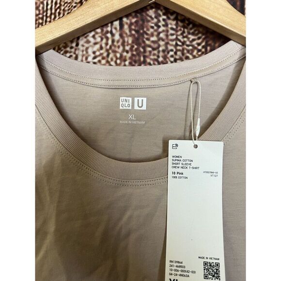 Uniqlo Womens Short Sleeve Crew Neck T-shirt Size XL NWT Supima Cotton 10 Pink - Picture 3 of 3
